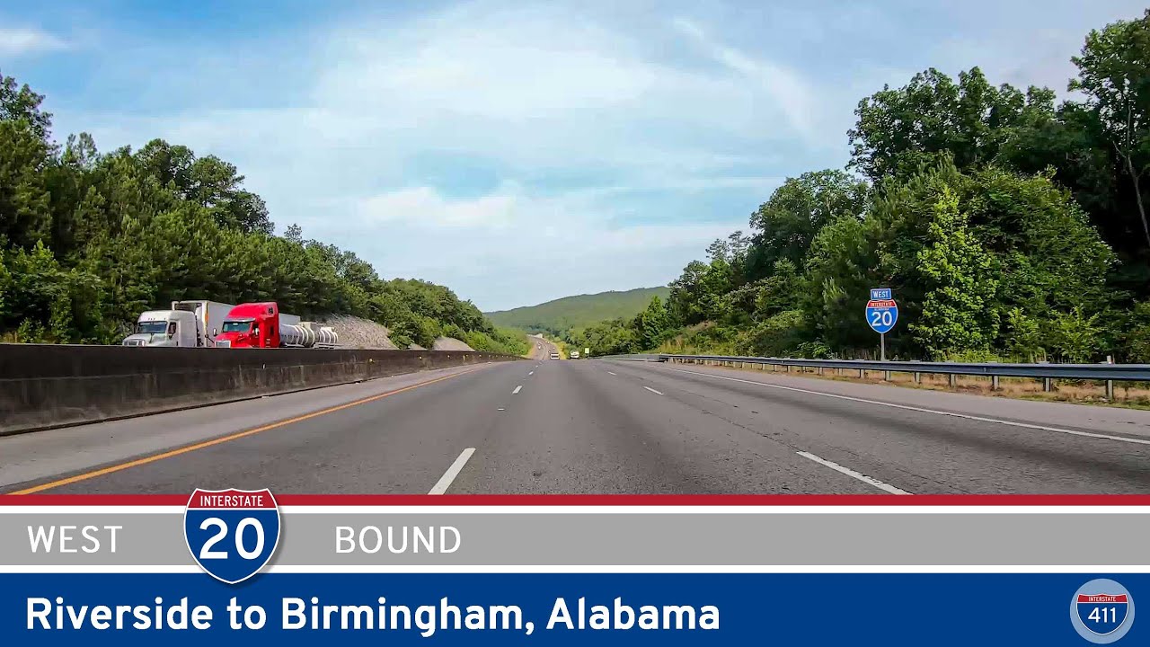 Drive 38 miles west along I-20 from Riverside to downtown Birmingham, Alabama. This route offers a mix of rural scenery, growing suburbs like Leeds and Moody, and a fast track into the heart of Birmingham’s cultural and industrial core.